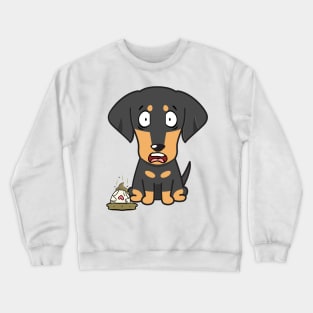 Funny dachshund steps on a dirty diaper Crewneck Sweatshirt